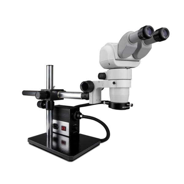Ergo Stereo Zoom Microscope And Fiber-Optic LED On Gliding Stand